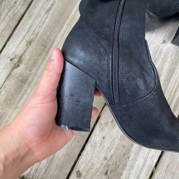 Vintage Steve Madden TATEE Black Block Heel Ankle Booties Size 6.5 - Picture 9 of 14